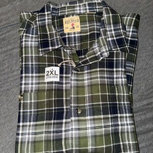 RedHead Men's Blue and Green Plaid Button Down Shirt - 2XL